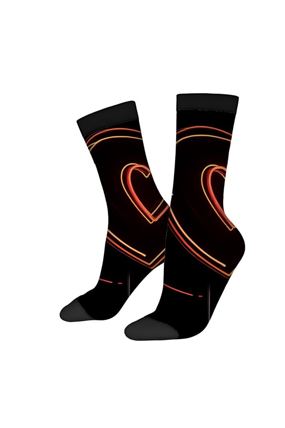 Four Seasons Universal Socks (2 Pairs) - Unisex Trendy Socks with Futuristic Orange & Red Circular Patterns Stylish Mixed Color Design for All Seasons