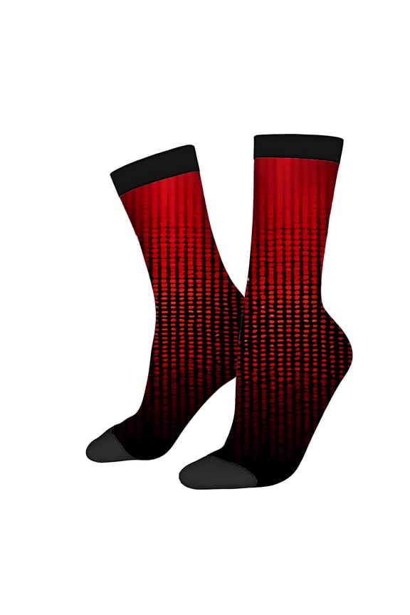 Four Seasons Universal Socks (2 Pairs) - Unisex Trendy Socks with Bold Red and Black Gradient Pattern Stripes Modern Design Mixed Color Style