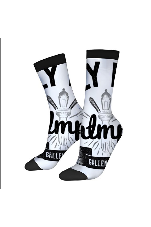 Four Seasons Universal Socks - 2 Pairs Unisex Trendy Socks with Bold ' Y ' Design Paintbrushes & Stylish ' Galler ' Print Mixed Colors