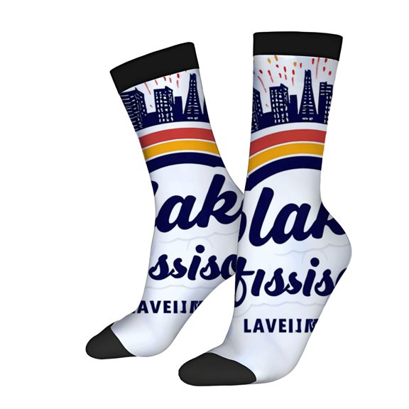Four Seasons Universal Socks - 2 Pairs Unisex Trendy Socks with Colorful City Skyline and Rainbow Pattern Stylish Mixed Colors