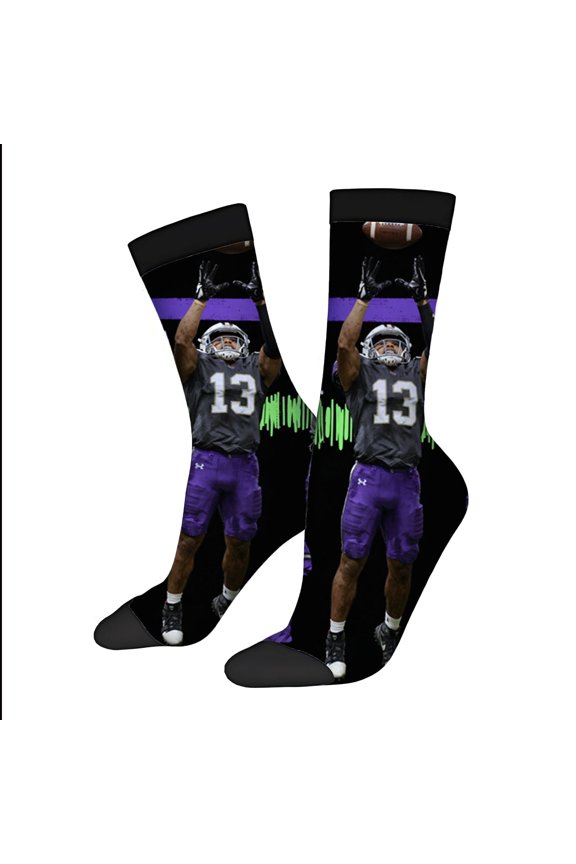 Four Seasons Universal Socks - 2 Pairs Unisex Trendy Socks with Dynamic Football Player Design Mixed Colors Stylish & Fun
