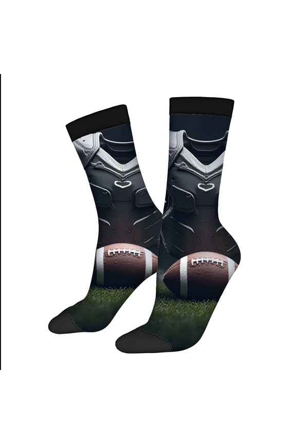 Four Seasons Universal Socks - 2 Pairs Unisex Trendy Socks with Football & Shoulder Pad Design Mixed Colors for All Seasons