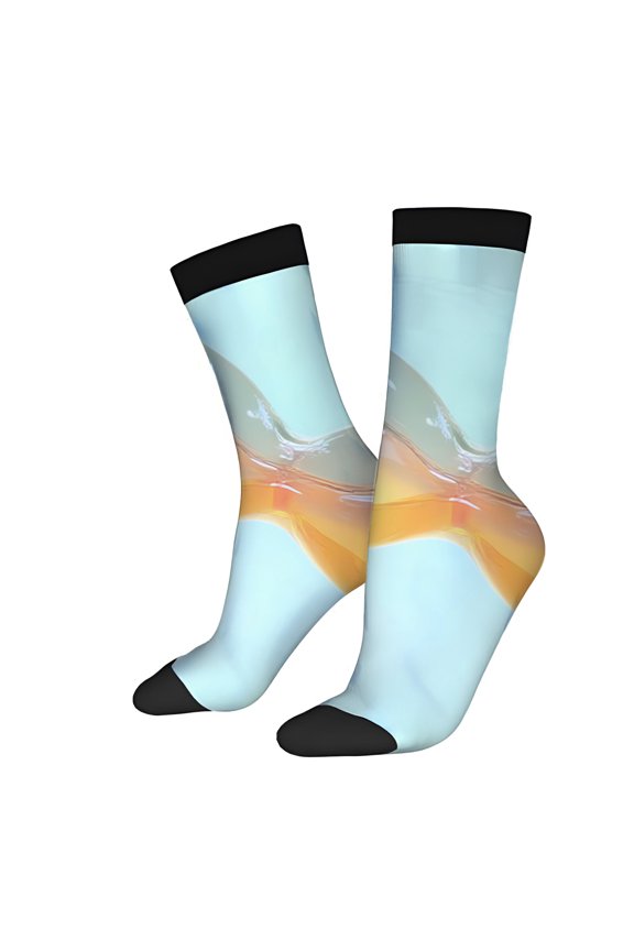 Four Seasons Universal Socks (2 Pairs) - Unisex Trendy Socks with Futuristic Design Light Blue & Sunset Gradient Mixed Color Style