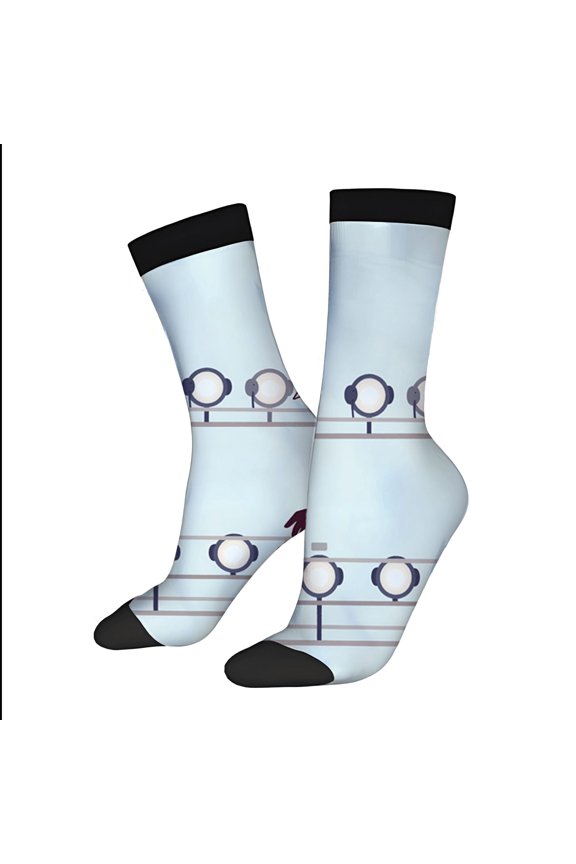 Four Seasons Universal Socks (2 Pairs) - Unisex Trendy Socks with Futuristic Mechanical Design on Light Blue Background