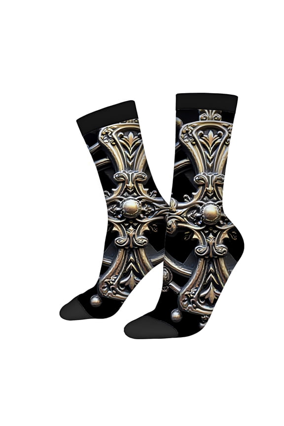Four Seasons Universal Socks (2 Pairs) - Unisex Trendy Socks with Intricate Baroque Patterns Mixed Colors Elegant Gothic Design
