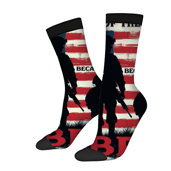 Four Seasons Universal Socks - 2 Pairs Unisex Trendy Socks with Patriotic Silhouette & American Flag Design