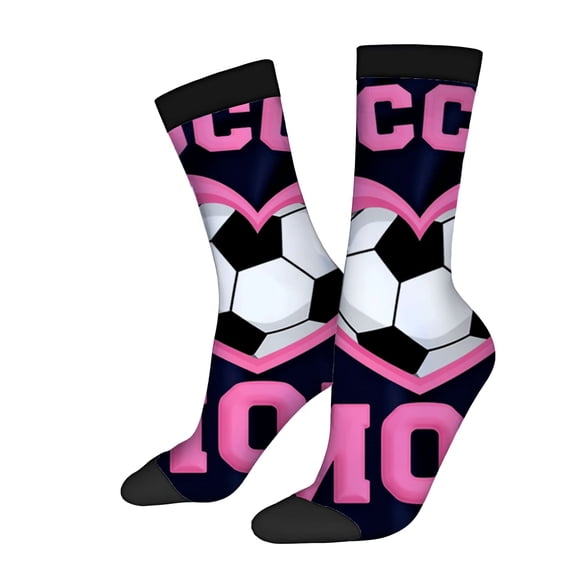 Four Seasons Universal Socks - 2 Pairs Unisex Trendy Socks with Soccer Ball & Number 10 Design Dark Blue & Pink Accents