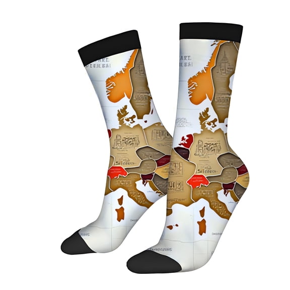 Four Seasons Universal Socks (2 Pairs) - Unisex Trendy Socks with Stylish British Isles Map Design Mixed Colors Perfect for All Seasons