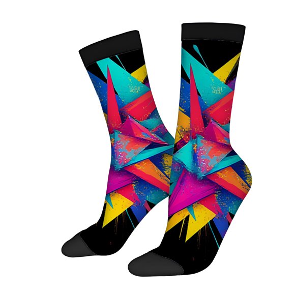 Four Seasons Universal Socks (2 Pairs) - Vibrant Abstract Design Unisex Trendy Mixed Color Socks with Energetic Geometric Patterns