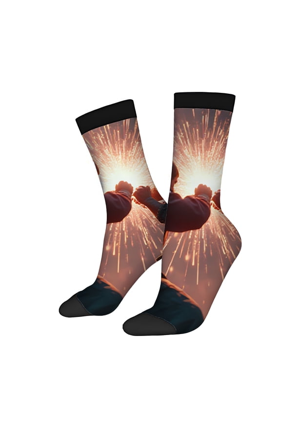 Four Seasons Universal Socks (2 Pairs) - Vibrant Artistic Motion Design with Sparks Unisex Trendy Mixed Color Socks for All Seasons