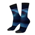 thumbnail image 1 of Four Seasons Universal Socks (2 Pairs) - Vibrant Dark Blue Socks with Concentric Circle Pattern in Red & Purple Unisex Trendy Design, 1 of 5