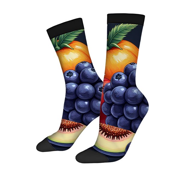 Four Seasons Universal Socks (2 Pairs) - Vibrant Fruit & Vegetable Design Unisex Trendy Mixed Color Socks Perfect for All Seasons