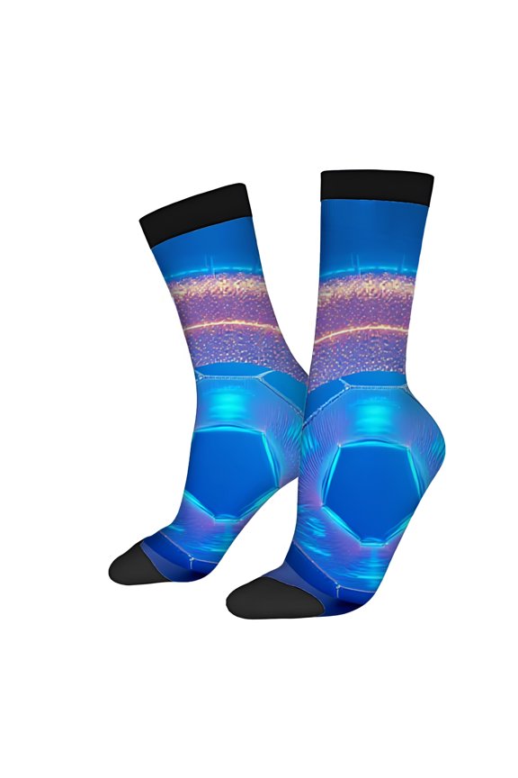 Four Seasons Universal Socks (2 Pairs) - Vibrant Mixed Color Design with Futuristic Abstract Patterns Unisex Trendy Socks with Black Toe Cuffs
