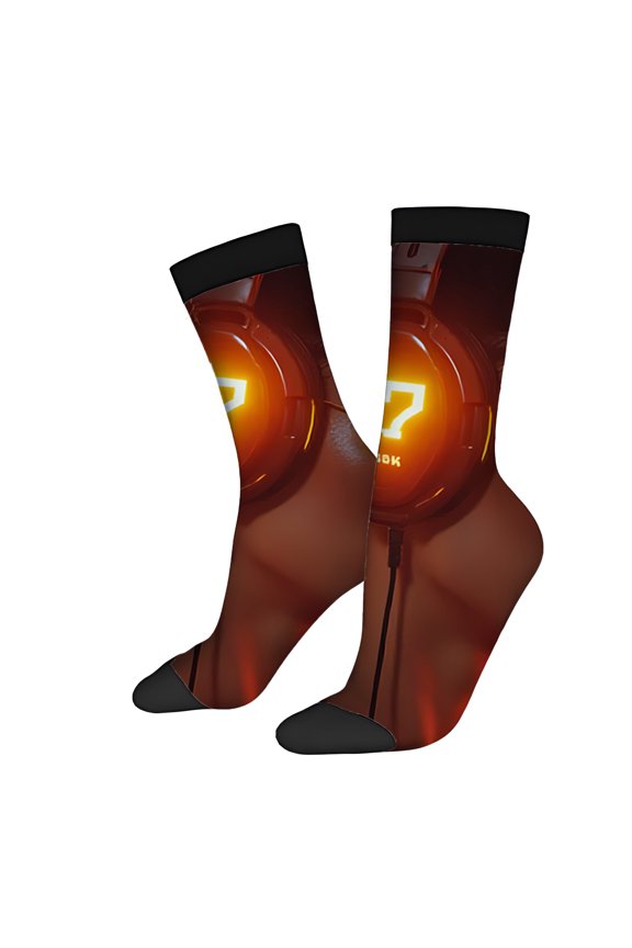 Four Seasons Universal Socks (2 Pairs) - Vibrant Mixed Color Design with Futuristic Orange Glow Unisex Trendy Socks for All Seasons