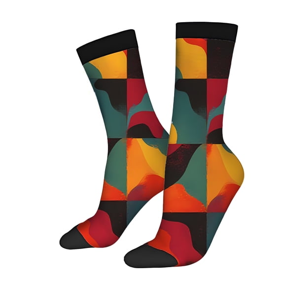 Four Seasons Universal Socks (2 Pairs) - Vibrant Mixed Color Unisex Trendy Socks with Abstract Geometric Pattern and Striking Design