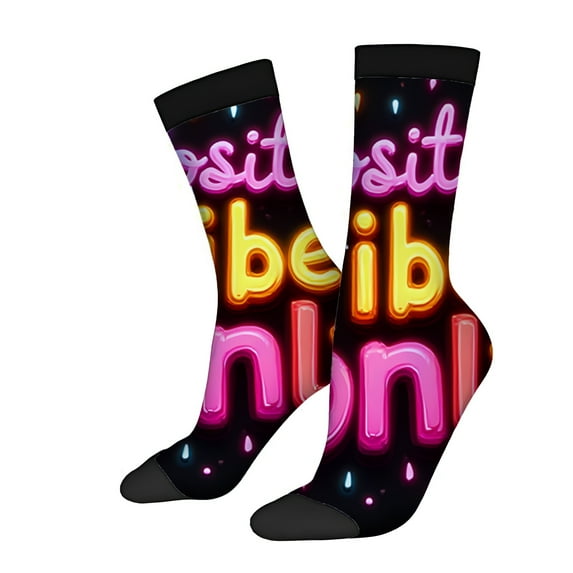 Four Seasons Universal Socks (2 Pairs) - Vibrant Mixed Color Unisex Trendy Socks with ' Por ' Text and Festive Dots & Sparkles