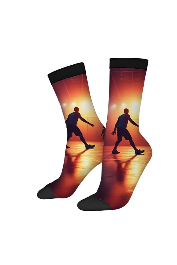 Four Seasons Universal Socks (2 Pairs) - Vibrant Nighttime Urban Scene with Warm Streetlight Glow Unisex Trendy Mixed Color Design