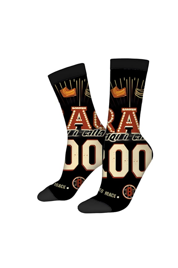 Four Seasons Universal Socks (2 Pairs) - Vintage Circus Design Bold ' CIRCUS ' Letters with Retro Lights Unisex Trendy Mixed Color Socks