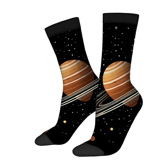 Four Seasons Universal Socks - 2 Pairs of Colorful Unisex Trendy Socks with Playful Space Theme Featuring Stars