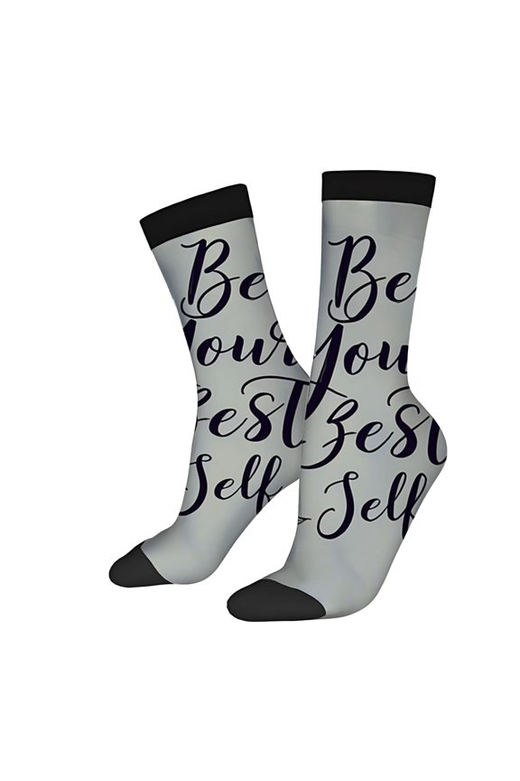 Four Seasons Universal Socks - 2 Pairs of Mixed Color Unisex Trendy Socks with Elegant Cursive Motivational Quote Design