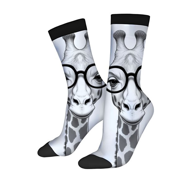 Four Seasons Universal Socks - 2 Pairs of Playful Giraffe Design Socks Whimsical & Trendy Unisex Mixed Color Styles