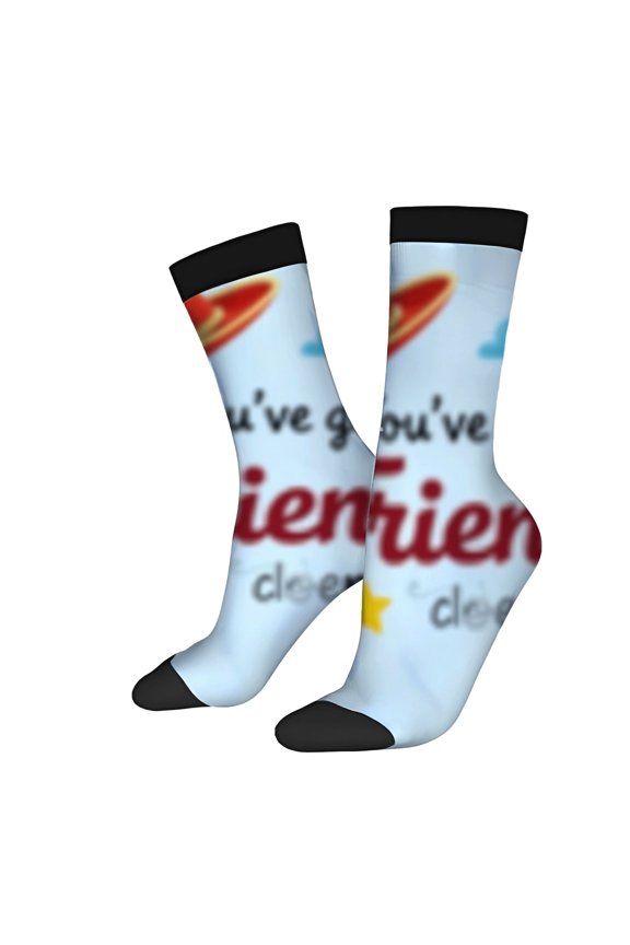 Four Seasons Universal Socks - 2 Pairs of Playful Light Blue Socks with Heart Graphics & Trendy Mixed Colors Unisex Style