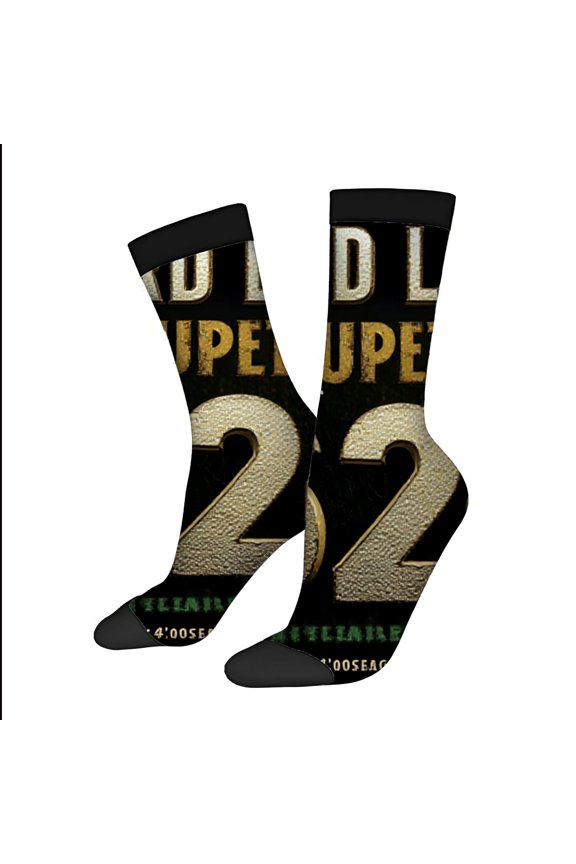 Four Seasons Universal Socks - 2 Pairs of Trendy Mixed Color Socks with Bold ' 2022 ' Design Textured Background & Stylish ' LIVE LIGHT ' Print