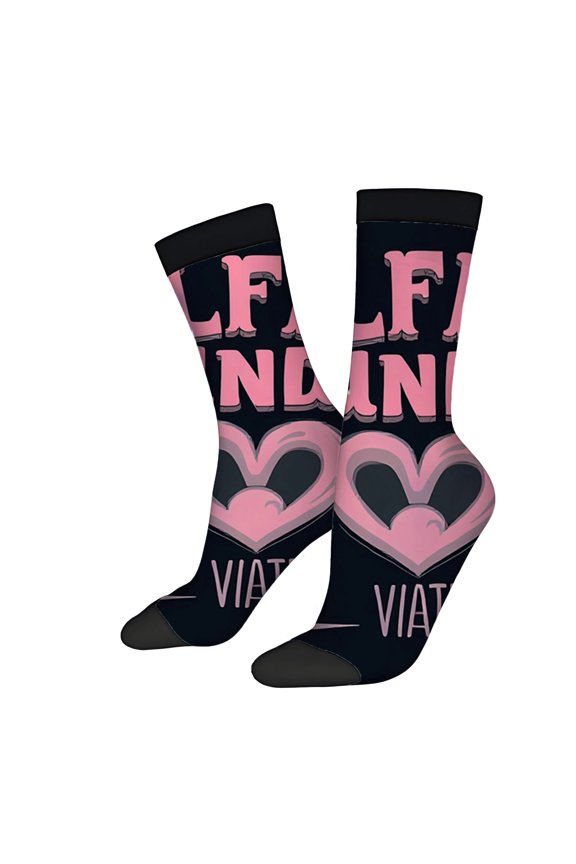 Four Seasons Universal Socks - 2 Pairs of Trendy Unisex Socks with Bold ' LIVE ' & ' ' Text Heart Design Mixed Colors