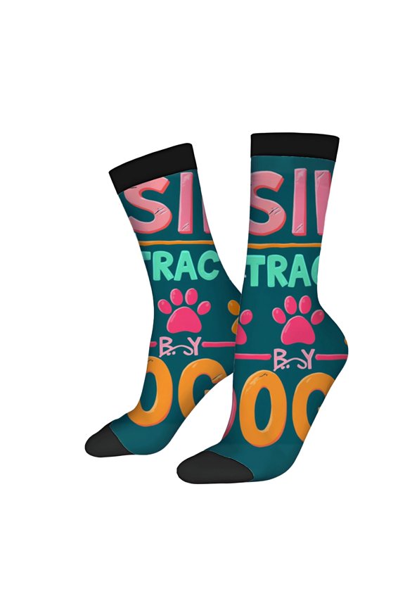 Four Seasons Universal Socks - 2 Pairs of Trendy Unisex Socks with Colorful ' VISIT TRACK ' Design Print & Bold ' 1000 BOY '