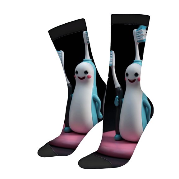 Four Seasons Universal Socks - 2 Pairs of Trendy Unisex Socks with Fun Cartoon Character Design Colorful Mixed Patterns Perfect for All Seasons