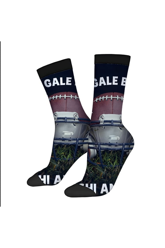 Four Seasons Universal Socks - 2 Pairs of Trendy Unisex Socks with Fun Football and Drum Set Patterns Navy Blue with Black Toe Caps