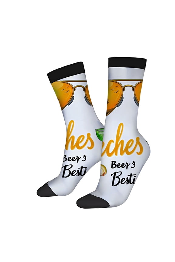 Four Seasons Universal Socks - 2 Pairs of Trendy Unisex Socks with Fun Sunglasses & Cocktail Design Perfect for Any Occasion