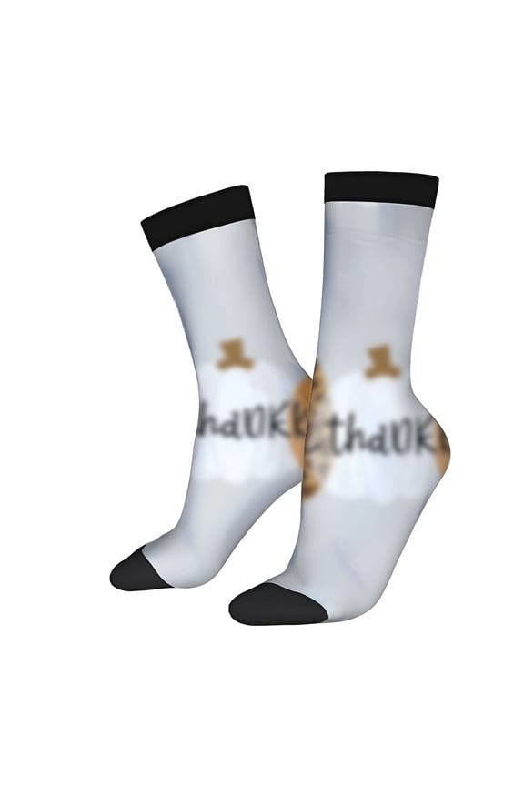 Four Seasons Universal Socks - 2 Pairs of Trendy Unisex Socks with Light Blue & White Design Black Toe Caps ' Thank You ' Pattern