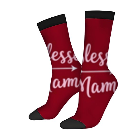 Four Seasons Universal Socks - 2 Pairs of Trendy Unisex Socks with Mixed Colors and Unique ' Blessed Am ' Cursive Design