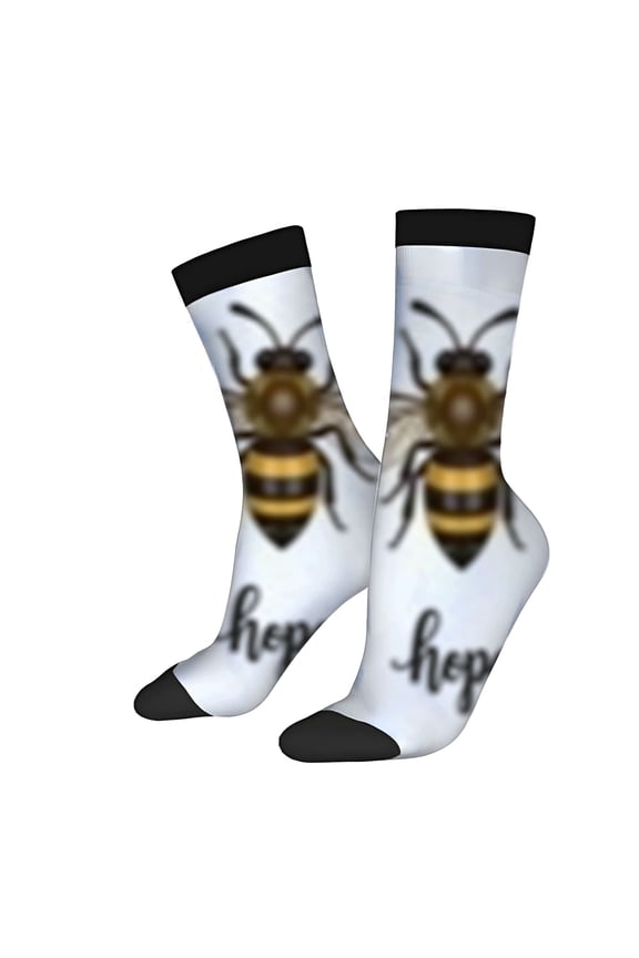 Four Seasons Universal Socks - 2 Pairs of Trendy Unisex Socks with Stylish Bee Design Cursive ' Hope ' and Mixed Colors