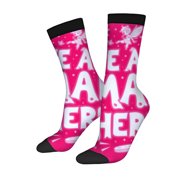 Four Seasons Universal Socks - 2 Pairs of Trendy Unisex Socks with Vibrant Patterns Featuring Stars on a Pink Background
