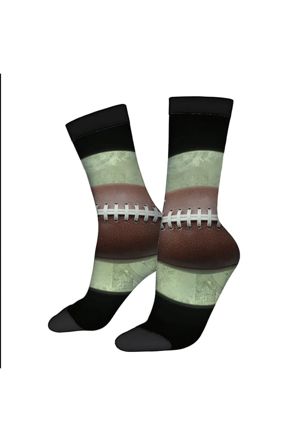 Four Seasons Universal Socks - 2 Pairs of Unisex Trendy Ankle - Length Socks with Vintage Football Design on Distressed Green Background