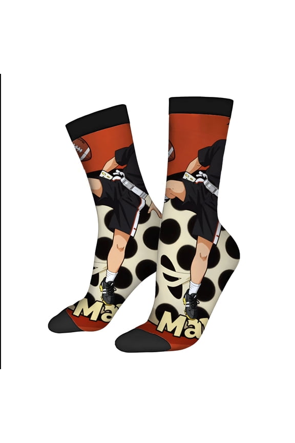 Four Seasons Universal Socks - 2 Pairs of Unisex Trendy Socks with Black Dot Pattern on Beige Bold ' Mad ' Print Stylish Sports Design