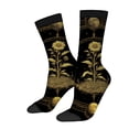 thumbnail image 1 of Four Seasons Universal Socks - 2 Pairs of Unisex Trendy Socks with Black & Gold Floral Design Sunflower & Celestial Patterns, 1 of 5