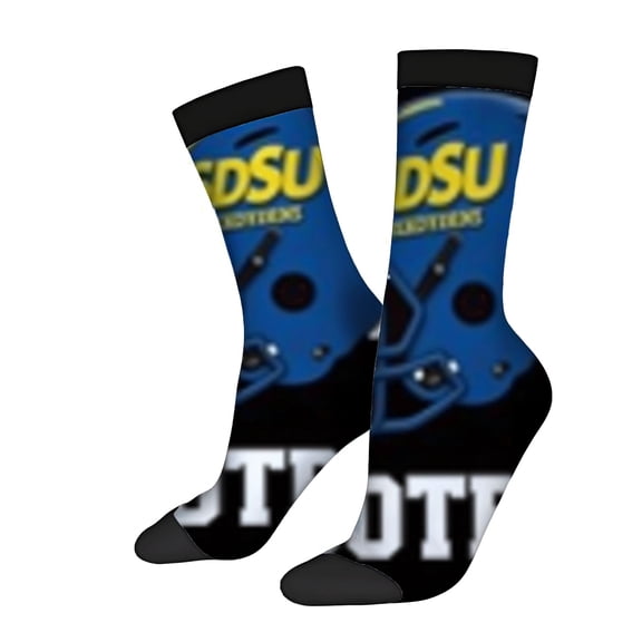 Four Seasons Universal Socks - 2 Pairs of Unisex Trendy Socks with Blue and Yellow Football Helmet Design ' DSU ' & ' STORMERS '
