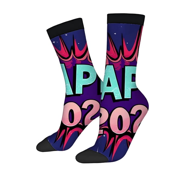 Four Seasons Universal Socks - 2 Pairs of Unisex Trendy Socks with Bold ' APAP ' Design Vibrant Colors & Comic - Book Style