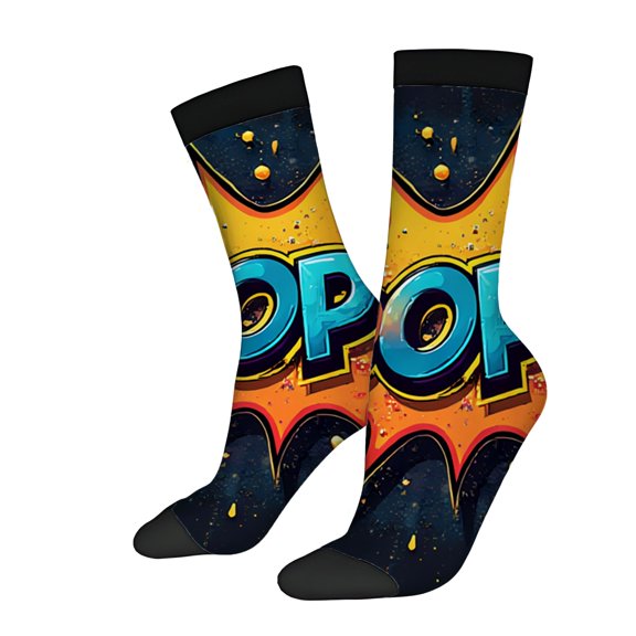 Four Seasons Universal Socks - 2 Pairs of Unisex Trendy Socks with Bold Comic Book ' POP ' Design in Vibrant Colors