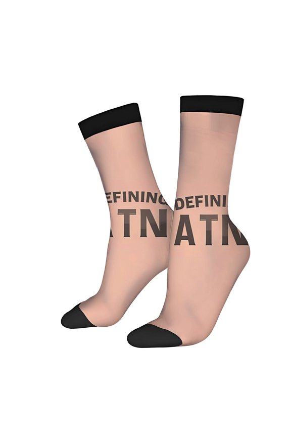 Four Seasons Universal Socks - 2 Pairs of Unisex Trendy Socks with Bold ' DEFINING ' Design Light Beige with Black Toe Caps