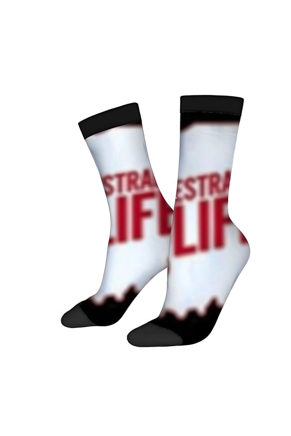 Four Seasons Universal Socks - 2 Pairs of Unisex Trendy Socks with Bold ' LIFE ' Design Black Toe & Heel Mixed Colors