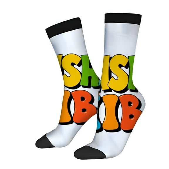 Four Seasons Universal Socks - 2 Pairs of Unisex Trendy Socks with Bold Retro ' CHRISTOS ' Design on White Background