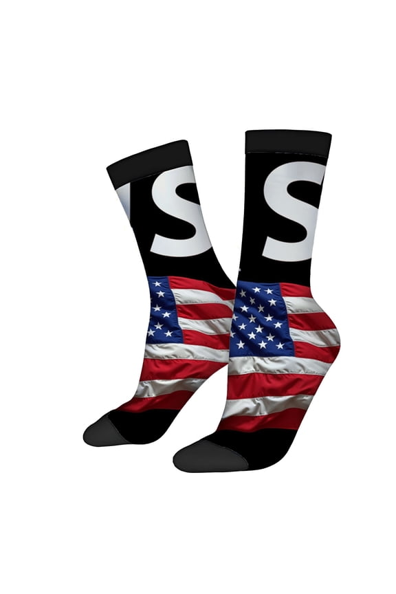 Four Seasons Universal Socks - 2 Pairs of Unisex Trendy Socks with Bold ' S ' Design and Patriotic American Flag Pattern