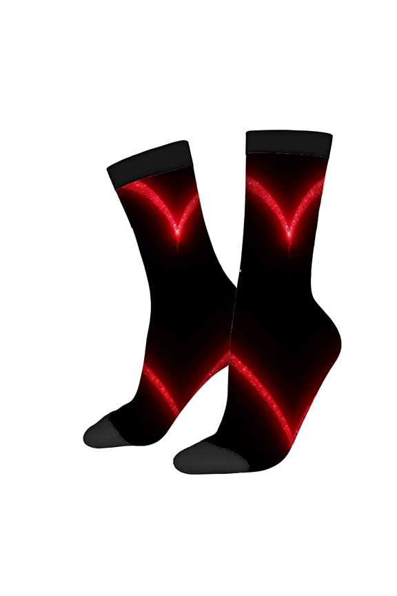 Four Seasons Universal Socks - 2 Pairs of Unisex Trendy Socks with Bold V - Shaped Red Design on Black Perfect for Any Season