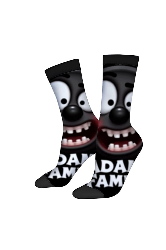 Four Seasons Universal Socks - 2 Pairs of Unisex Trendy Socks with Cartoon Face Design Bold ' GAMING ' Text Mixed Colors