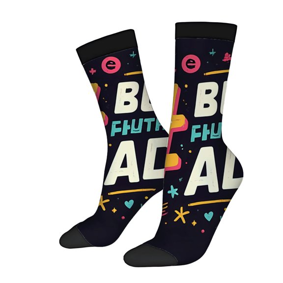 Four Seasons Universal Socks - 2 Pairs of Unisex Trendy Socks with Colorful ' BUILD FUTURE ADVENTURES ' Design Hearts & Stars