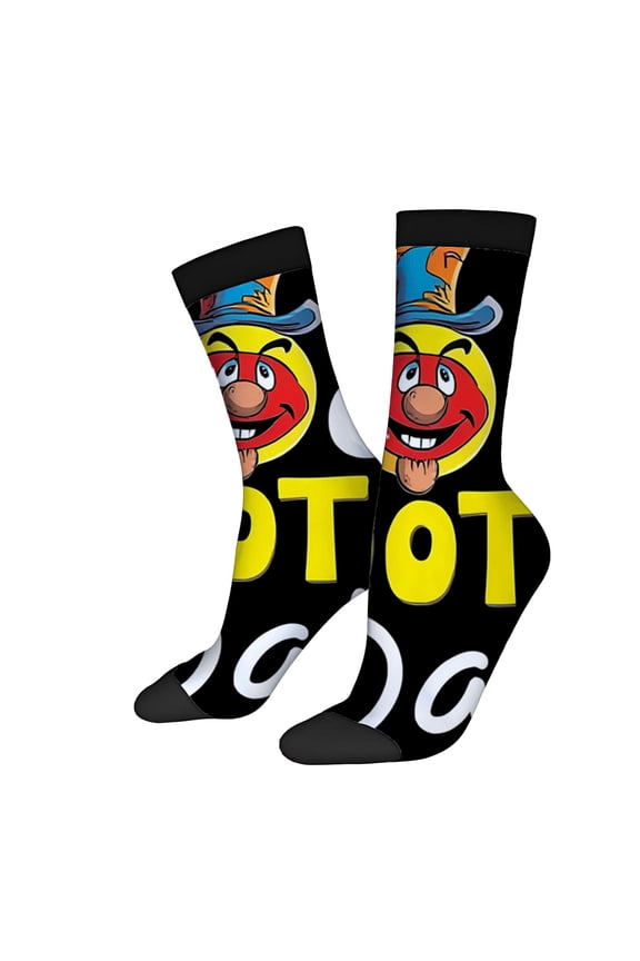 Four Seasons Universal Socks - 2 Pairs of Unisex Trendy Socks with Colorful Cartoon Character Design and Bold ' OTOT ' Print